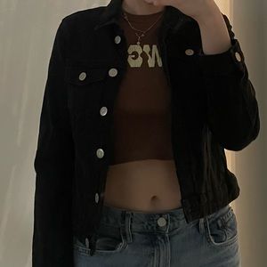 Black Zara cropped denim jacket size small